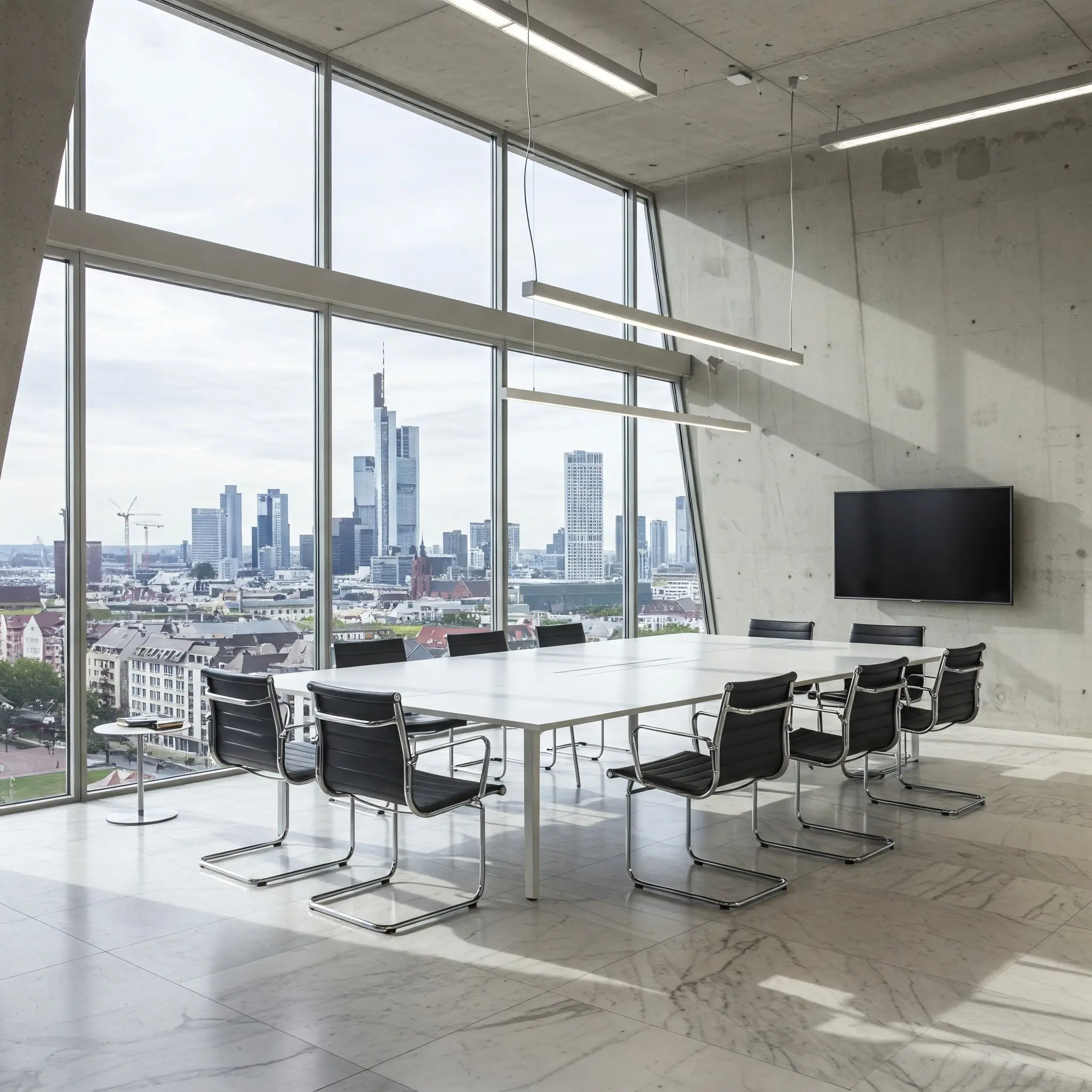 Konferenzraum mit Blick auf die Frankfurter Skyline